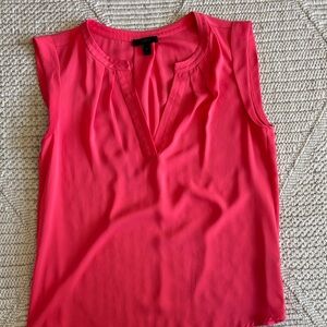 J. Crew Sleeveless Split V-Neck Shell Top - Bright Coral